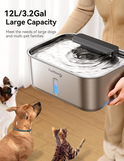 Feelneedy pet fountain 12 Liter stainless steel tank close up