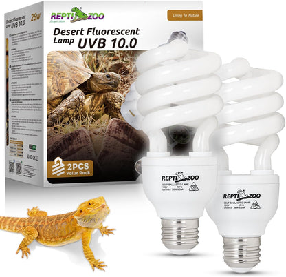 REPTI ZOO UVB light for desert reptile 2 pack front view packaging
