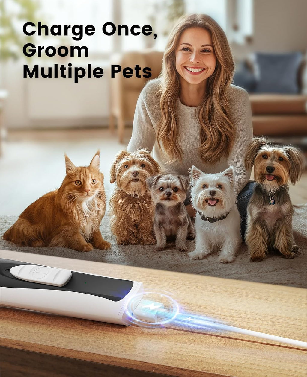 Complete oneisall grooming kit contents including charging cord and cleaning oil