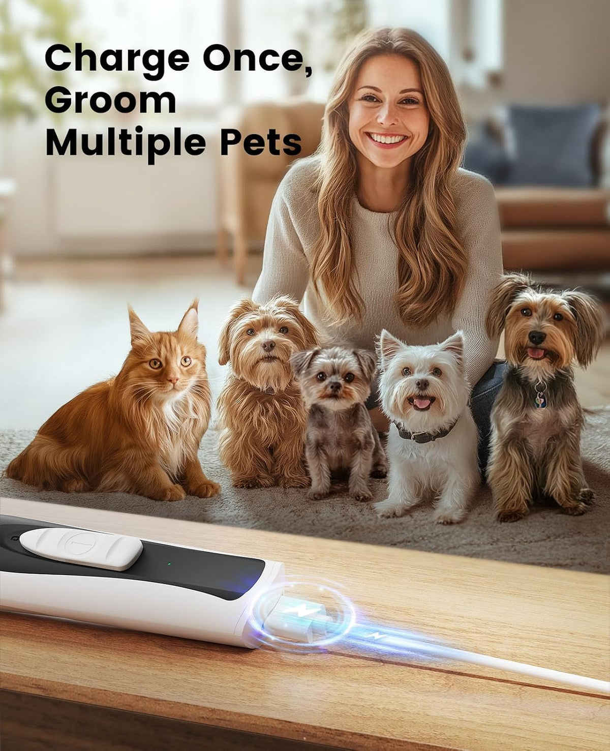 Complete oneisall grooming kit contents including charging cord and cleaning oil