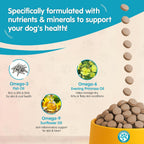 Pet omega 3 6 9 supplement bottle for itchy skin relief and joint health