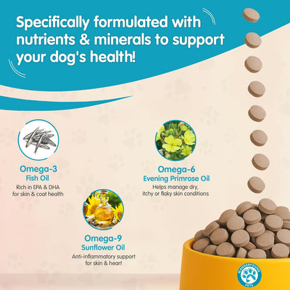 Pet omega 3 6 9 supplement bottle for itchy skin relief and joint health