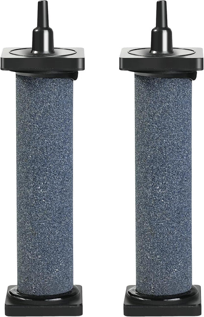 Aquaneat aquarium 5 inch air stone cylindrical 2 pack front view showing large mineral aerator diffusers.