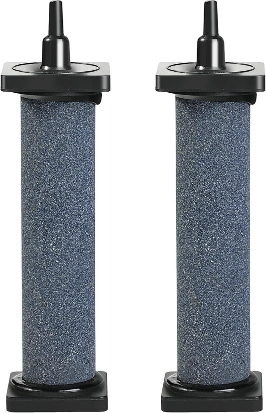 Aquaneat aquarium 5 inch air stone cylindrical 2 pack front view showing large mineral aerator diffusers.
