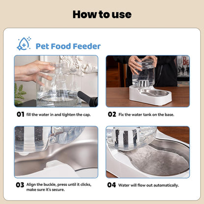 Disassembled parts of the easy to clean cordless pet water station