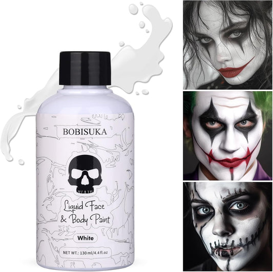 BOBISUKA 130ml white liquid face paint bottle for professional clown and skeleton makeup