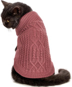 Jnancun Stretchy Cat Sweater in Maple Leaf Red front view showing the textured cable knit design