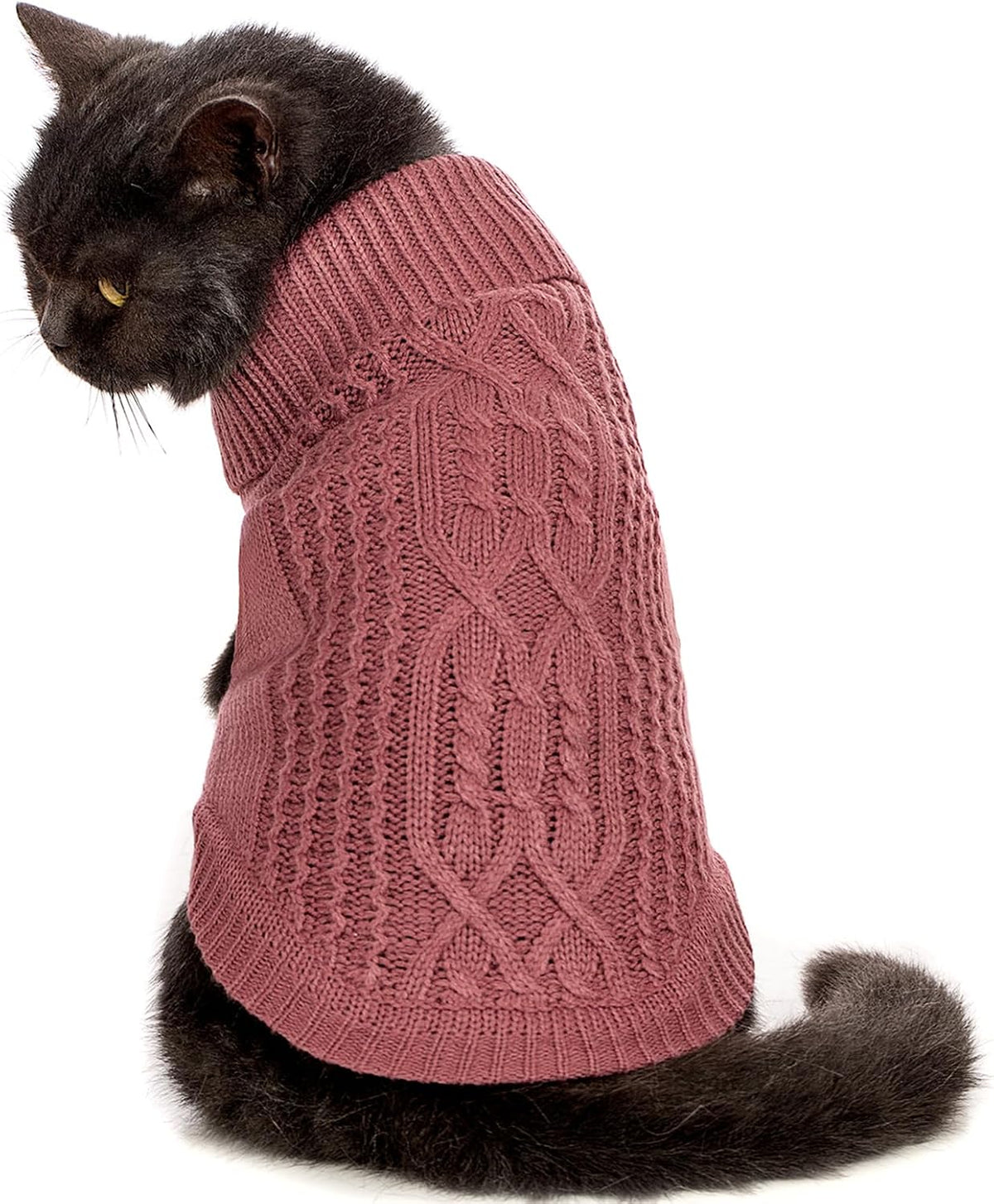 Jnancun Stretchy Cat Sweater in Maple Leaf Red front view showing the textured cable knit design