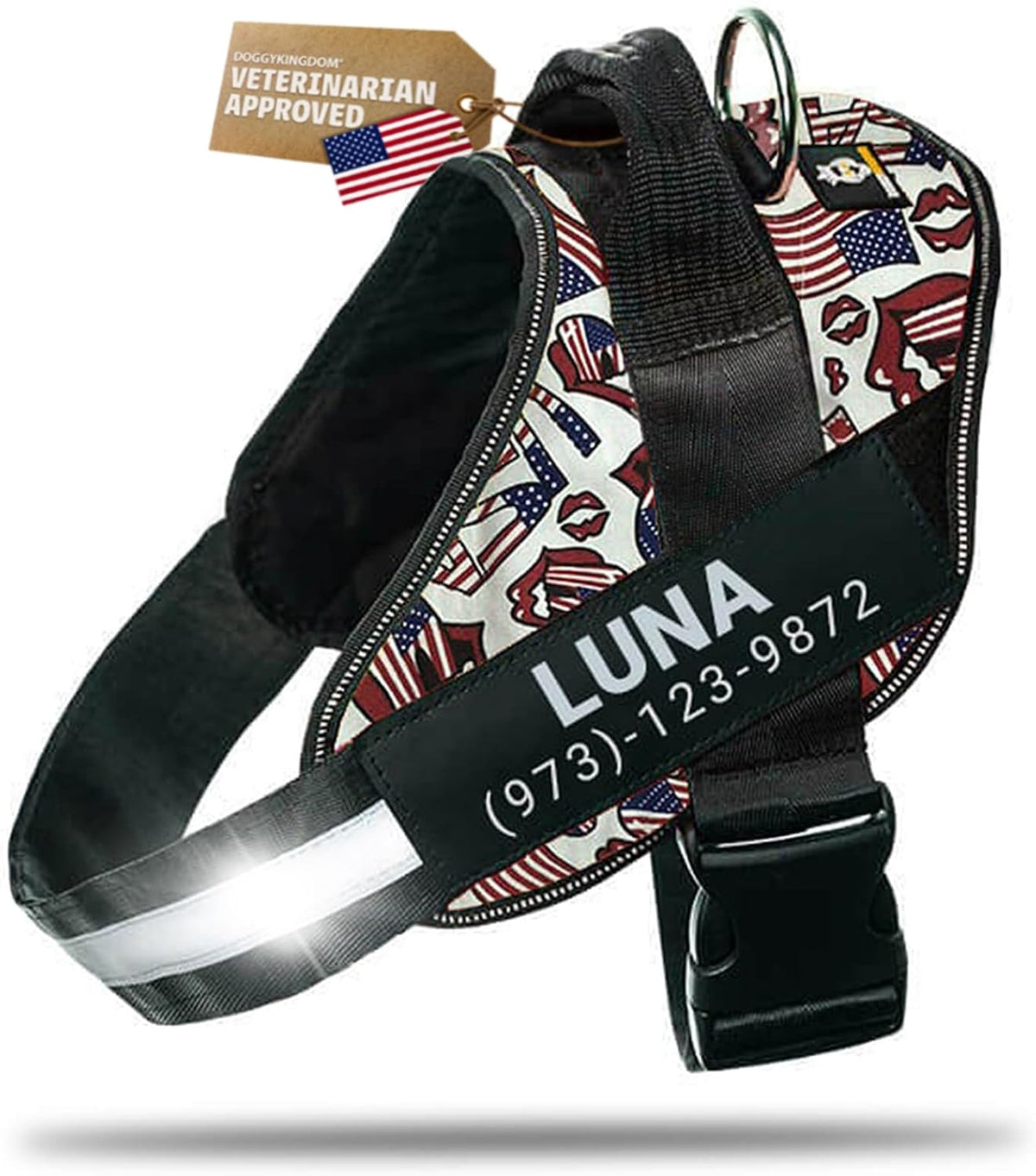 DOGGYKINGDOM Personalized Dog Harness with Custom Name Patches, Adjustable Reflective No Choke Dog Vest with Handle for Medium Sized Dog, Blue, M - Image 14