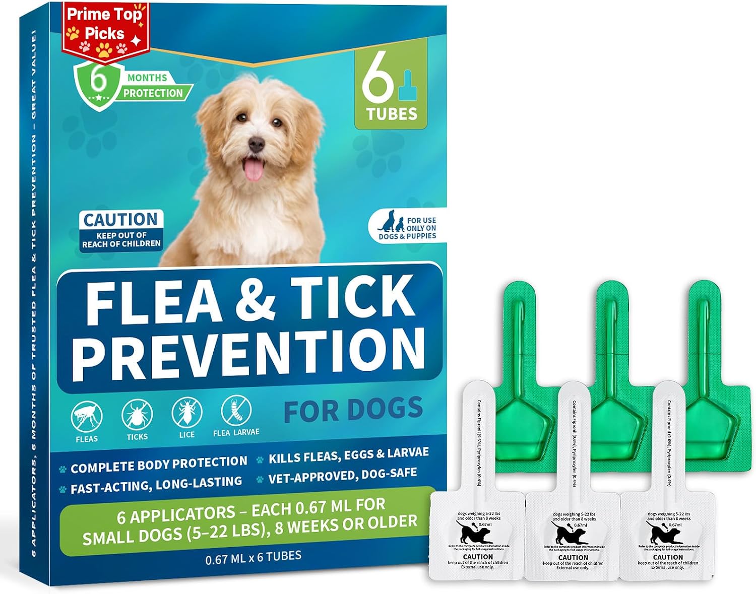 Flea and Tick Prevention for Small Dogs, 6-Month Supply Dog Flea and Tick Treatment Drops, Topical Fast-Acting Dog Flea Treatment for Small Dogs Up to 5 to 22 lbs - Image 9