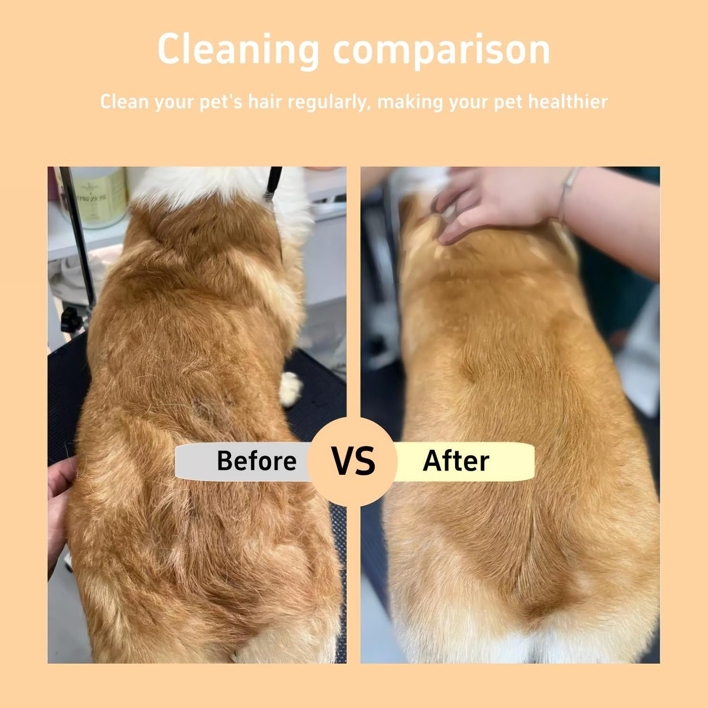 Pet being groomed with TemApex stainless steel comb