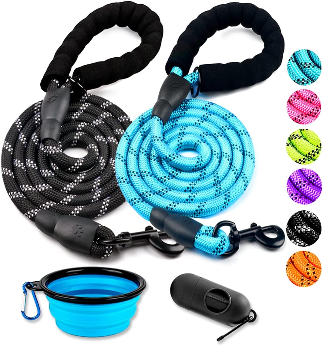 COOYOO Dog Leash 6 FT Heavy Duty - Comfortable Padded Handle - 1/2 inch Reflective Dog Leash for Medium Large Dogs with Poo Bag Dispenser - Image 9