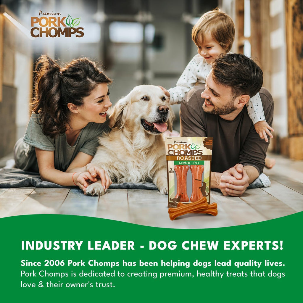 Pork Chomps pet treats roasted pressed bone package for dental health support