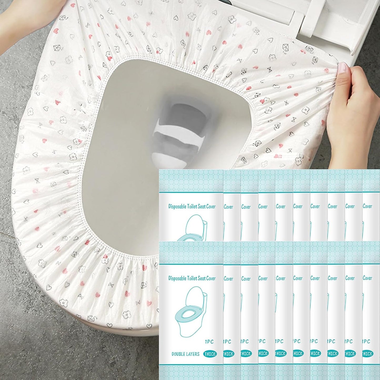 SARAHS disposable toilet seat cover front view of packaging