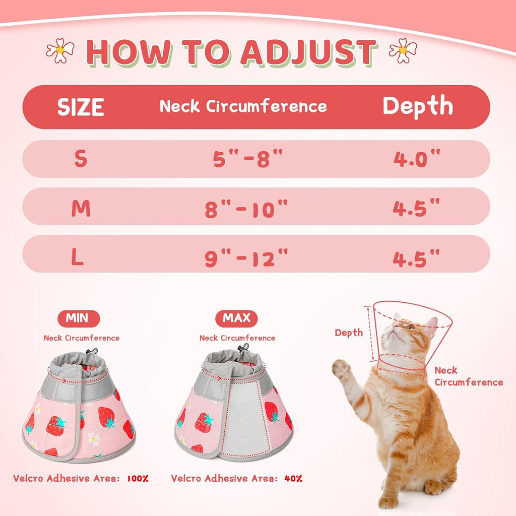 Foldable cat recovery e-collar adjusted for easy eating