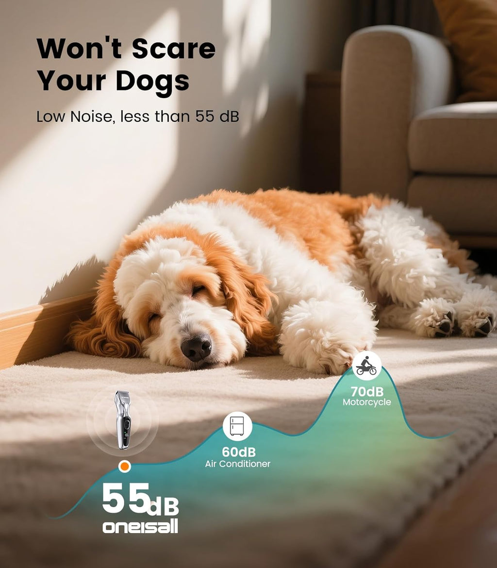 Professional two speed pet clipper showing 5500 and 7000 revolutions per minute power settings.