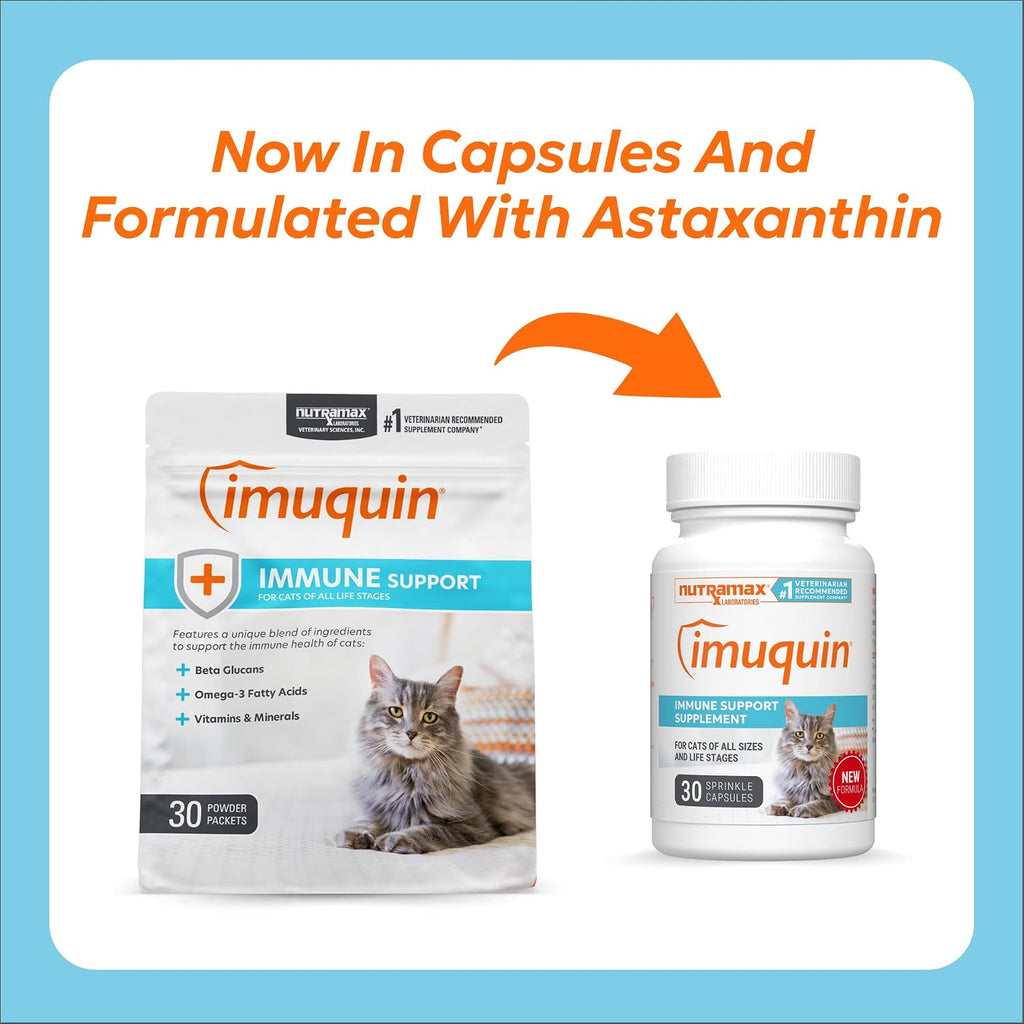 Nutramax Imuquin thirty sprinkle capsules bottle for cat immune system health