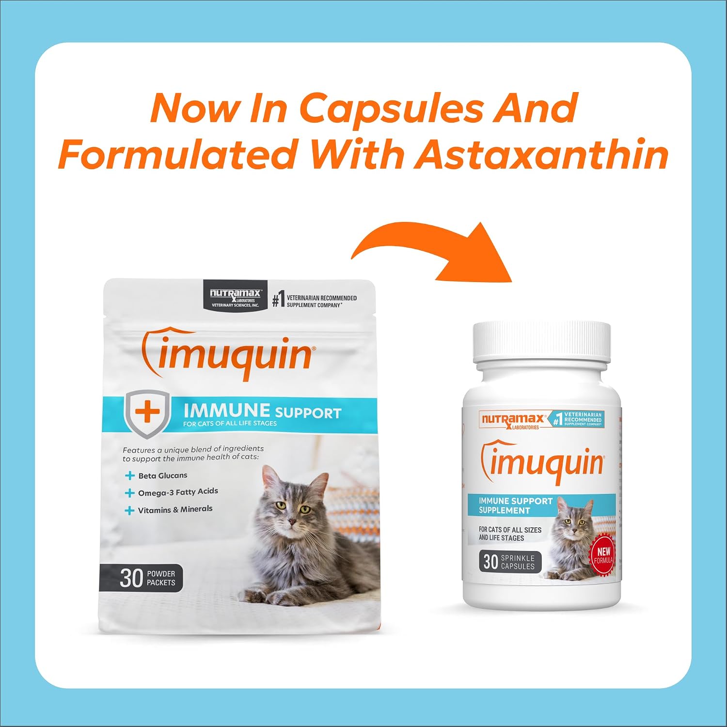 Nutramax Imuquin thirty sprinkle capsules bottle for cat immune system health