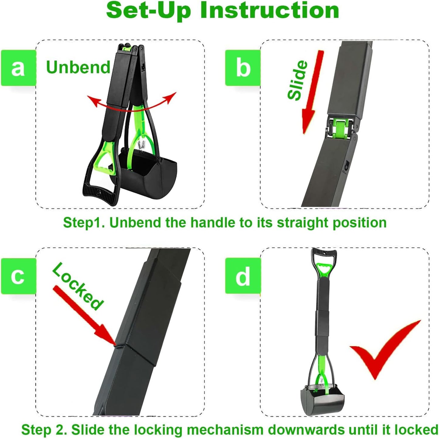 Side view of the lightweight ABS plastic pet scooper highlighting the secure sliding lock.