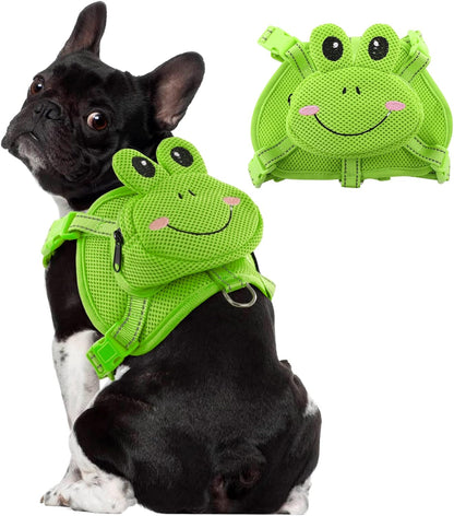 OUOBOB dog backpack harness front view on a small puppy.