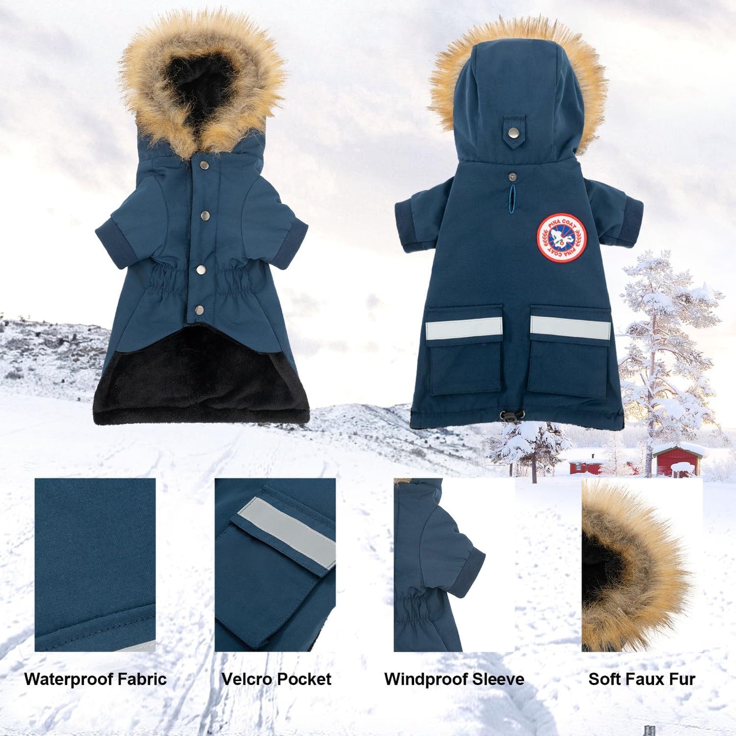 Reflective small dog hoodie with utility storage pocket on the back