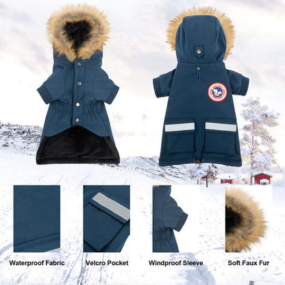 Reflective small dog hoodie with utility storage pocket on the back