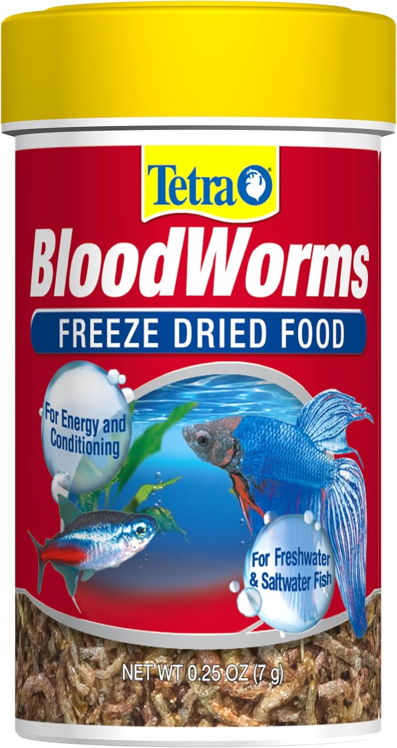 Tetra BloodWorms front view jar of premium freeze dried fish food supplement