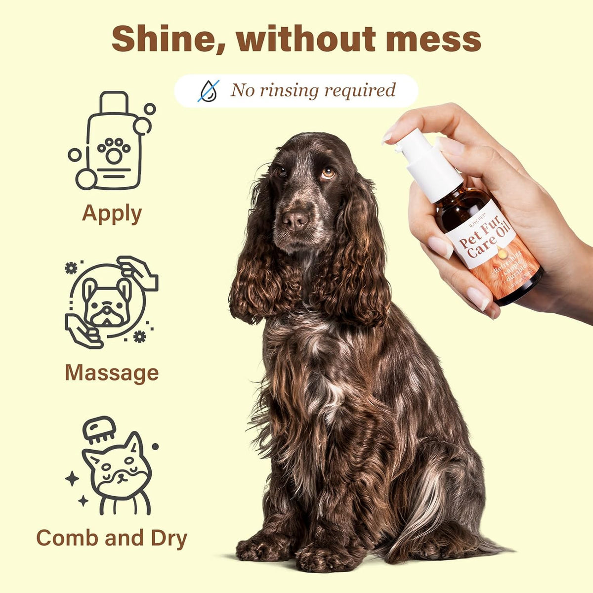 Before and after results of using leave-in dog coat conditioner