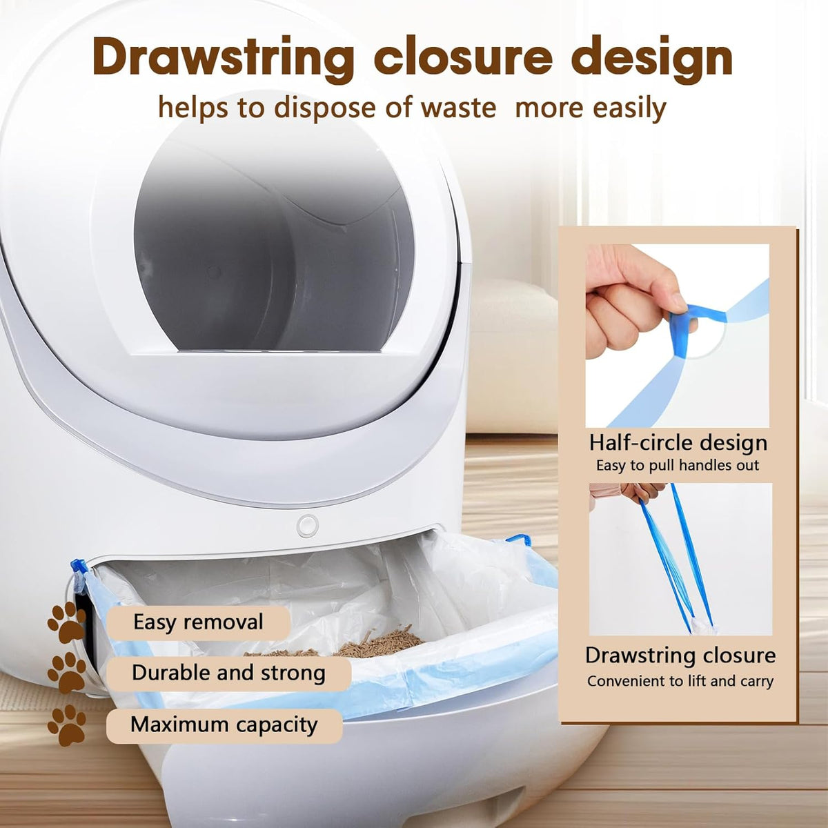Giaceaw litter box liner showing opaque white durable material