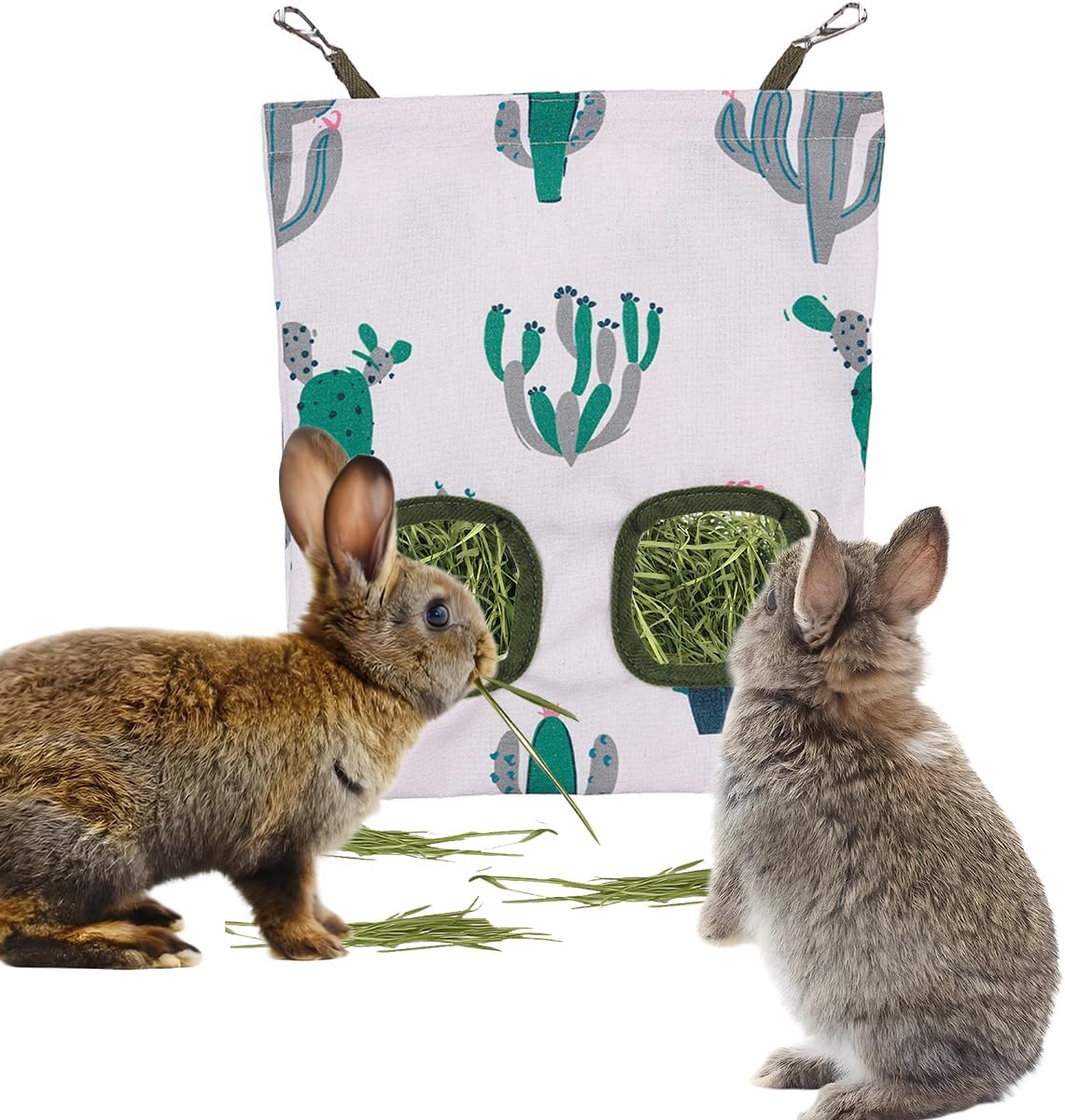 Rabbit Hay Feeder, Guinea Pig Hay Holder & Bunny Hay Feeder - Durable Hanging Hay Bag for Rabbits Chinchillas Guinea Pigs Bunnies - Chew-Resistant Hay Holder for Small Animals (Grass Green) - Image 8