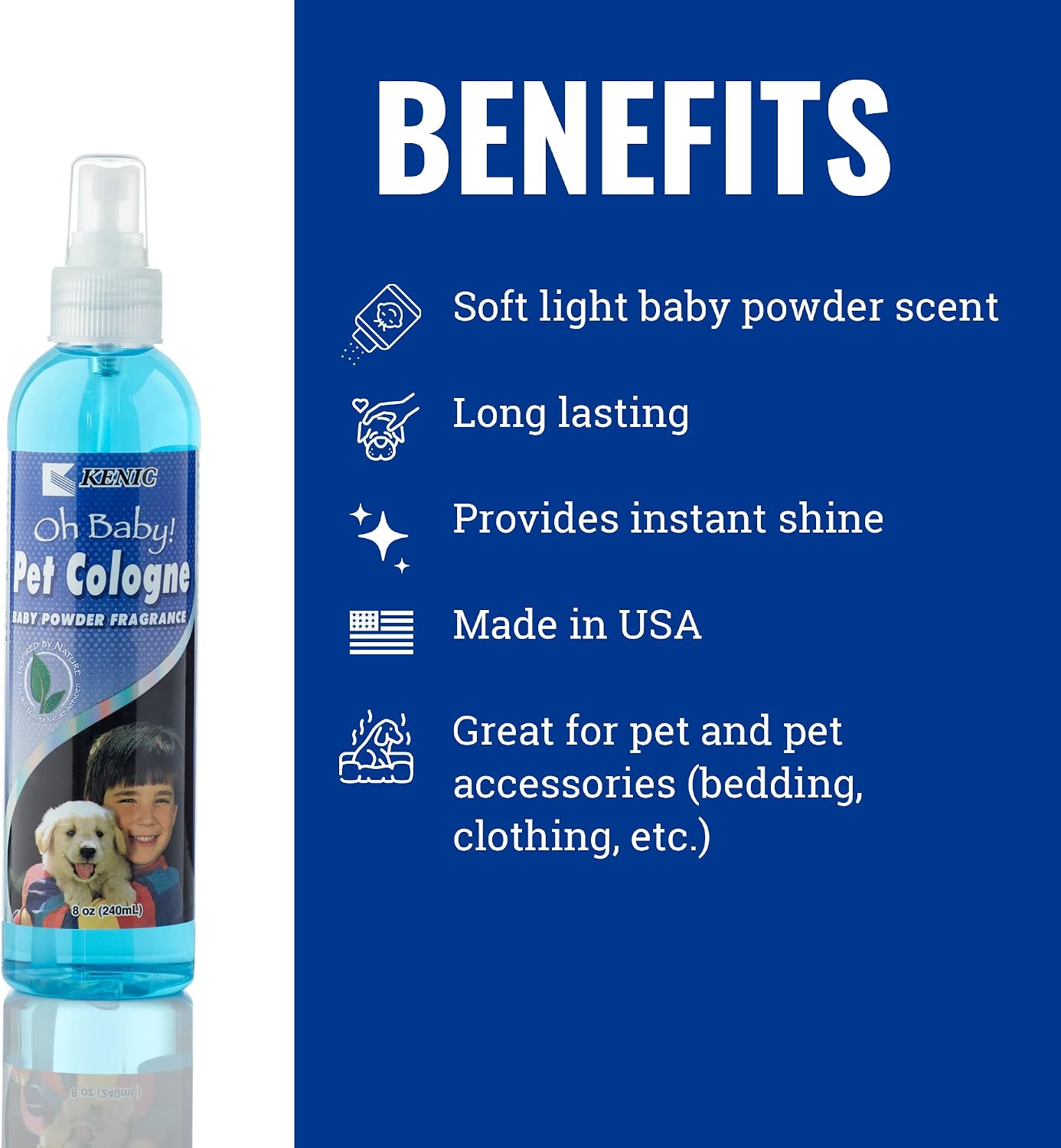 Authentic Kenic pet conditioning cologne formula for dogs and cats.
