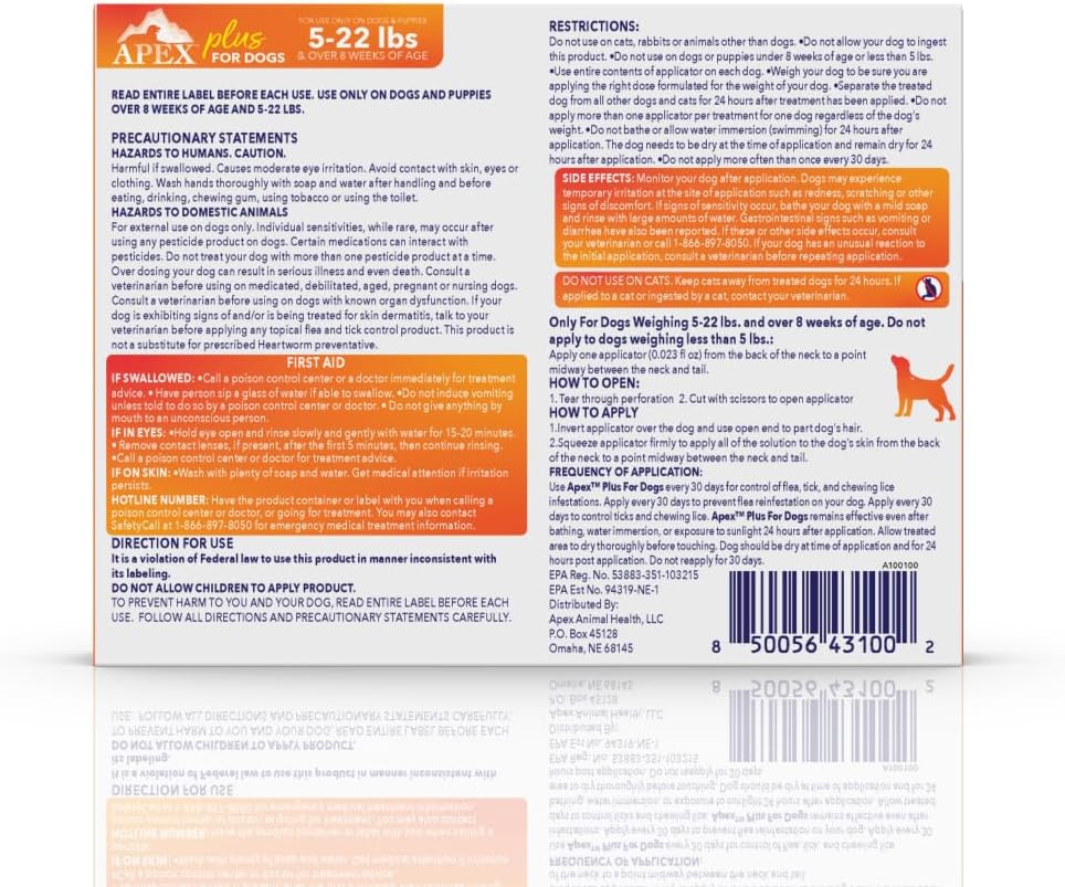 Apex Plus Flea and Tick Prevention for Dogs | Small (5-22 lbs) | 3-Month Supply | Dog Flea and Tick Treatment | 24-Hour Activation, Waterproof, 30-Day Protection - Image 9