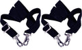 Majestic Ally Adjustable Length Horse Blanket Leg Straps front view showing navy elastic band and nickel plated swivel snaps.