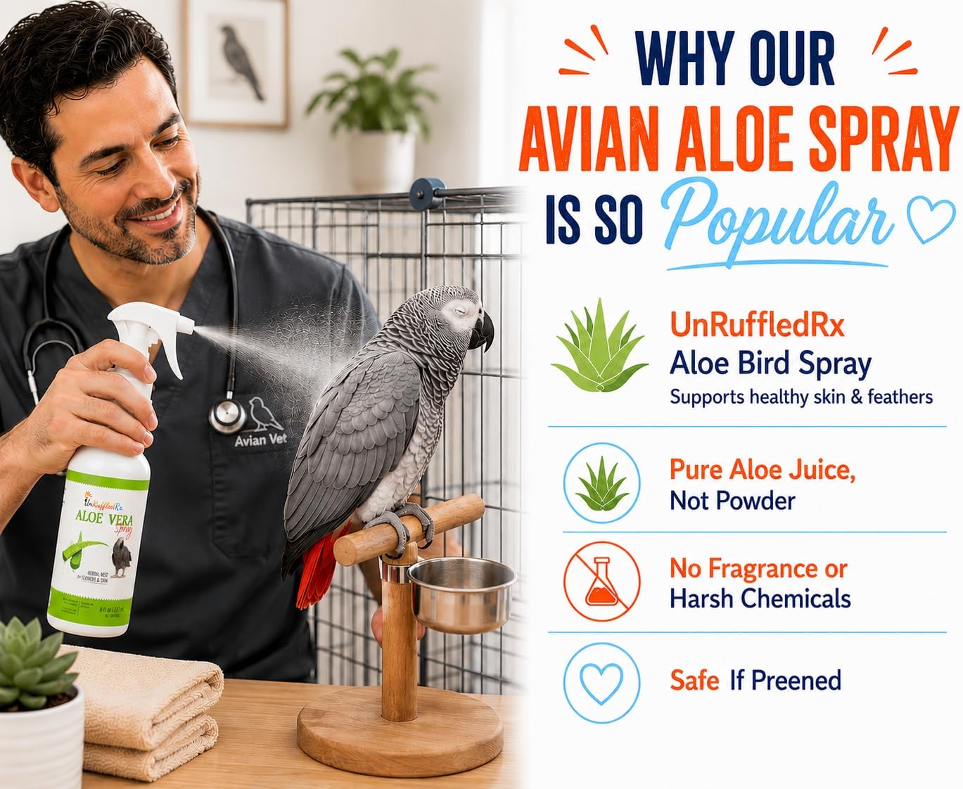 Fragrance free parrot feather conditioning spray ingredients list label