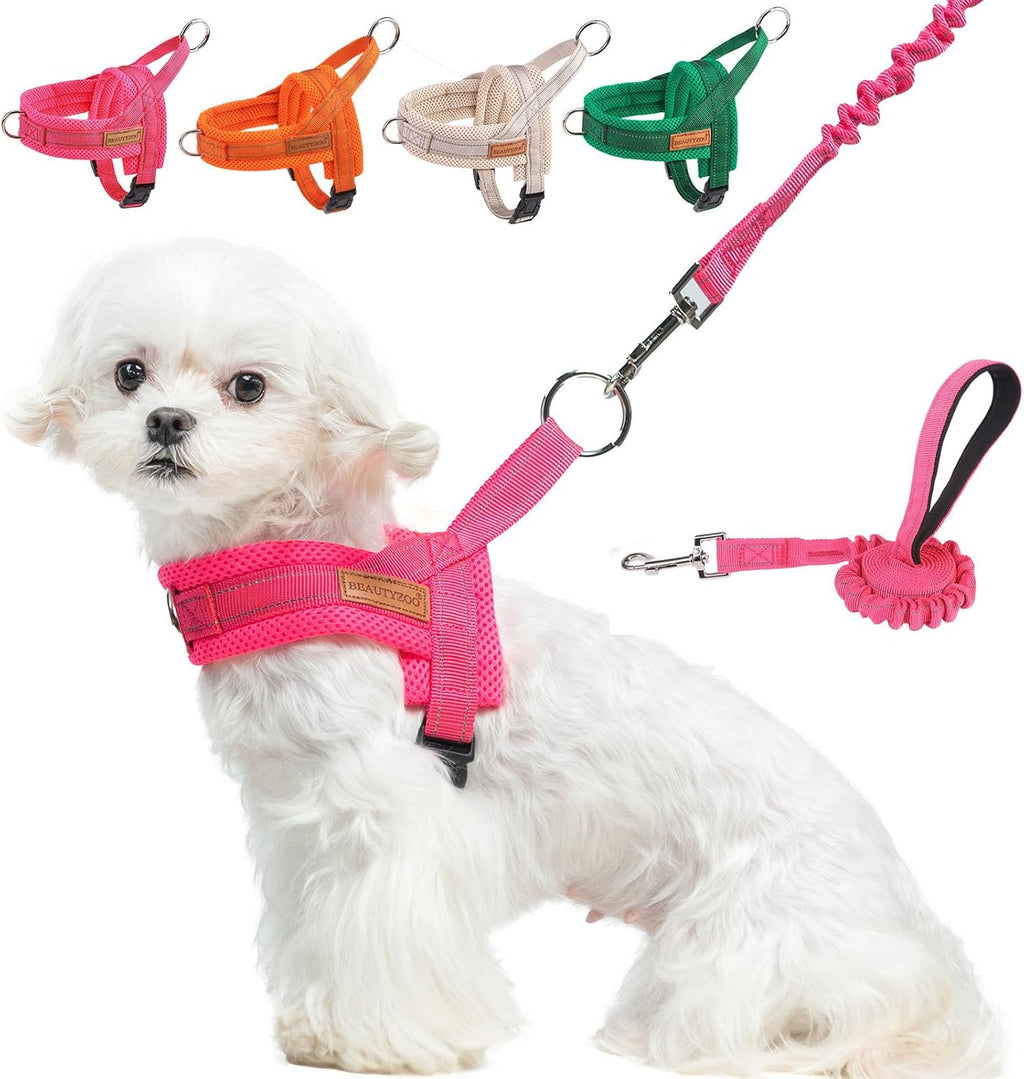 BEAUTYZOO Dog Harness for Small Dogs, No Pull Dog Harness and Leash Set, Soft Escape Proof Puppy Vest Harness with Handle, Reflective Lightweight Step in Harness for Girl Boy Dogs, Beige XS - Image 15