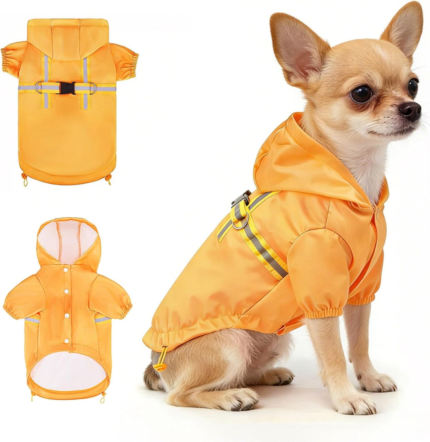 BEAUTYZOO Dog Raincoat Hooded with Harness Built-in for Small Medium Large Dogs Girls Boys, Dog Rain Jacket Slicker Poncho, Waterproof Dog Rain Coat Clothes for Winter Rainy Snowy Days, Pink XS - Image 9