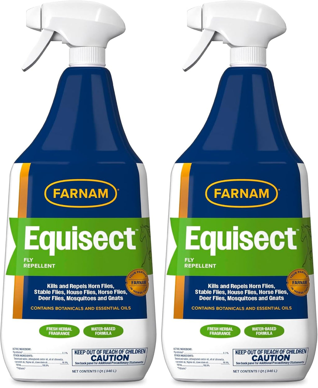Farnam Equisect Botanical Fly Repellent front view of two thirty two ounce spray bottles