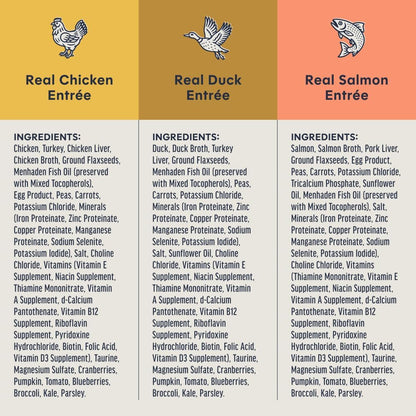 High protein natural wet cat food ingredients display