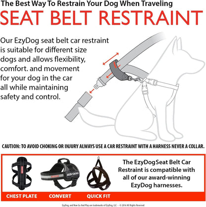 EzyDog pet seat belt attachment showing nylon webbing detail