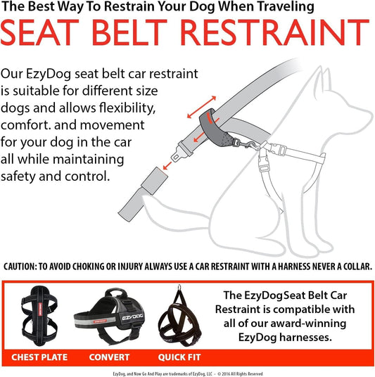 EzyDog pet seat belt attachment showing nylon webbing detail