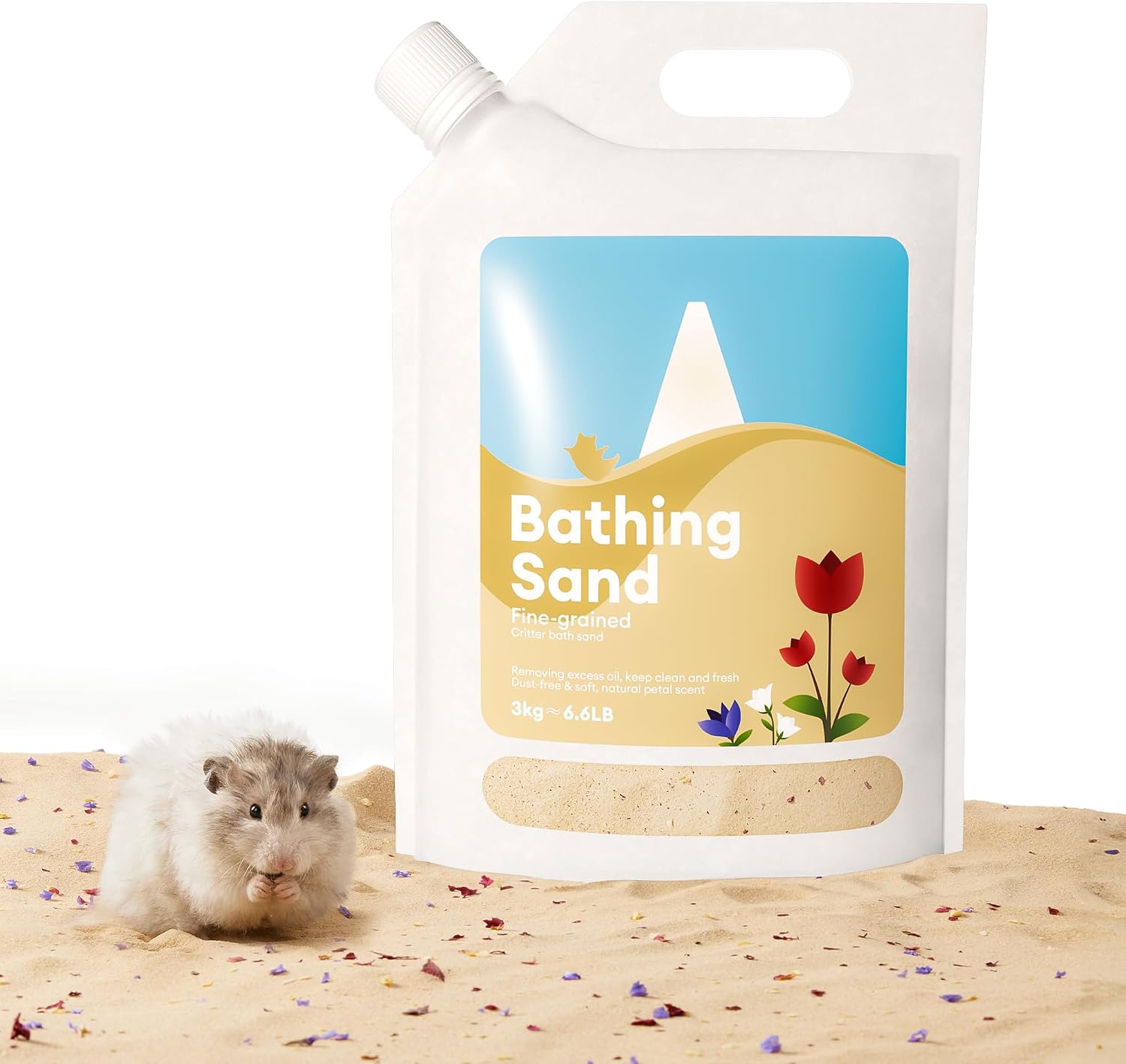 BUCATSTATE Hamster Bath Sand with Pour Spout, 6.6LB Desert Bath Sand | No-Dust Potty Litter Calcium-Free Sand for Hamster Chinchillas Gerbil Mice Degu or Other Small Pets (Fine Sand) - Image 11