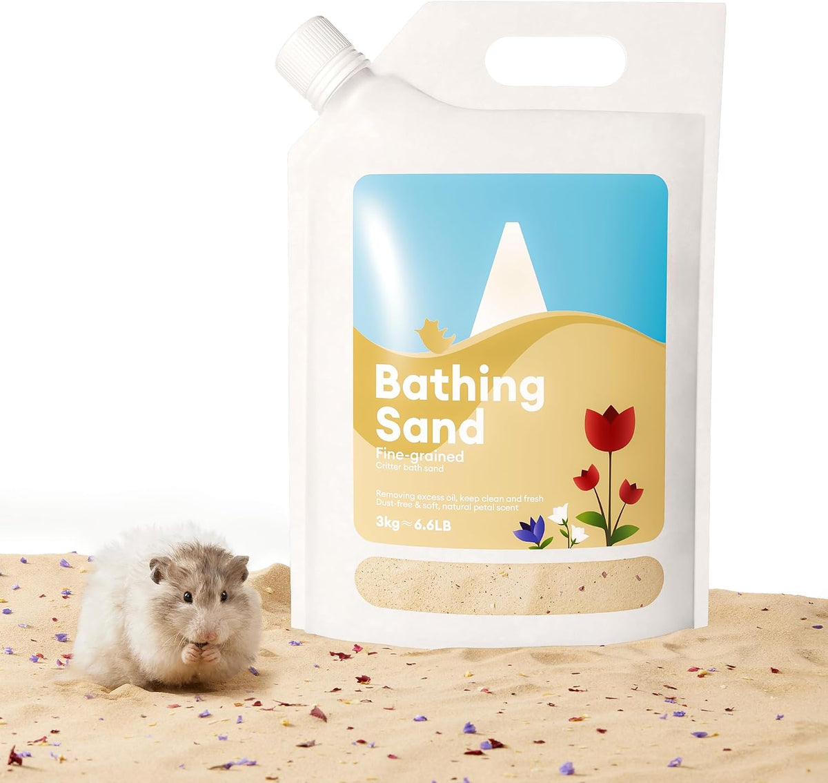 BUCATSTATE Hamster Bath Sand with Pour Spout, 6.6LB Desert Bath Sand | No-Dust Potty Litter Calcium-Free Sand for Hamster Chinchillas Gerbil Mice Degu or Other Small Pets (Fine Sand) - Image 11