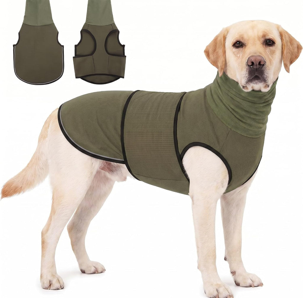 KOESON Dog Anxiety Relief Vest with Ear Cover, Soft & Breathable Dog Thunder Jacket for Thunderstorm, Fireworks, Travel, Separation, Reflective Calming Hoodie for Small Dogs, Army Green S - Image 9