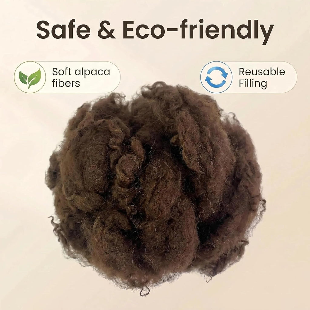 Natural brown fluffy alpaca wool for pet habitat