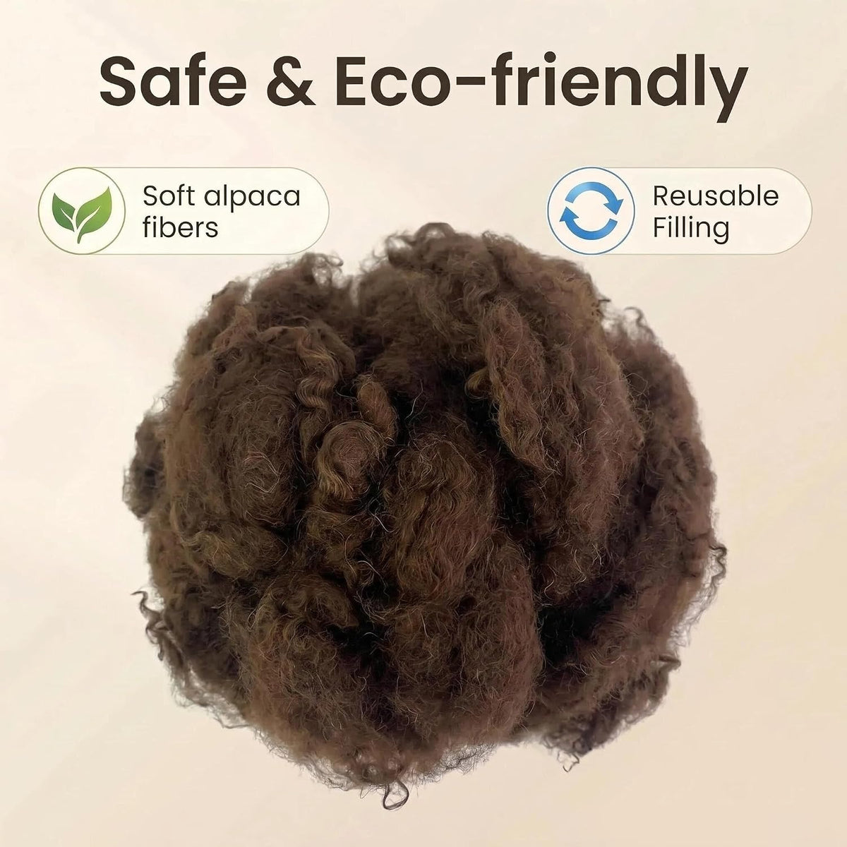 Natural brown fluffy alpaca wool for pet habitat