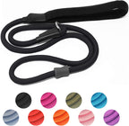 AaufiLux strong slip rope dog training leash front view showing black braided nylon design.