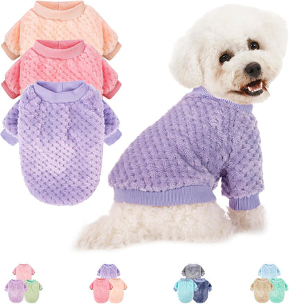 Dog Sweater, 3 Pack Dog Sweaters for Small Medium Dogs or Cat, Warm Soft Flannel Pet Clothes for Dogs Girl or Boy, Dog Shirt Coat Jacket (Medium, Pink+Purple+Light Green) - Image 11