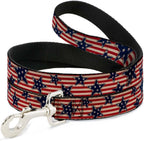 Buckle-Down Americana Stars and Stripes dog leash front view showing full patriotic pattern