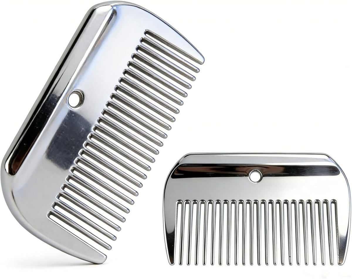 Close up of Zswinatw metal grooming comb showing bristle detail