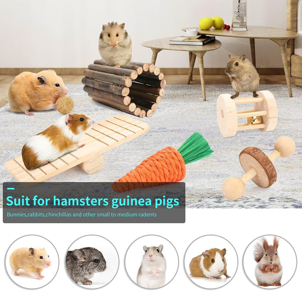 YIXUND wooden bridge hideout and molar toys for guinea pigs